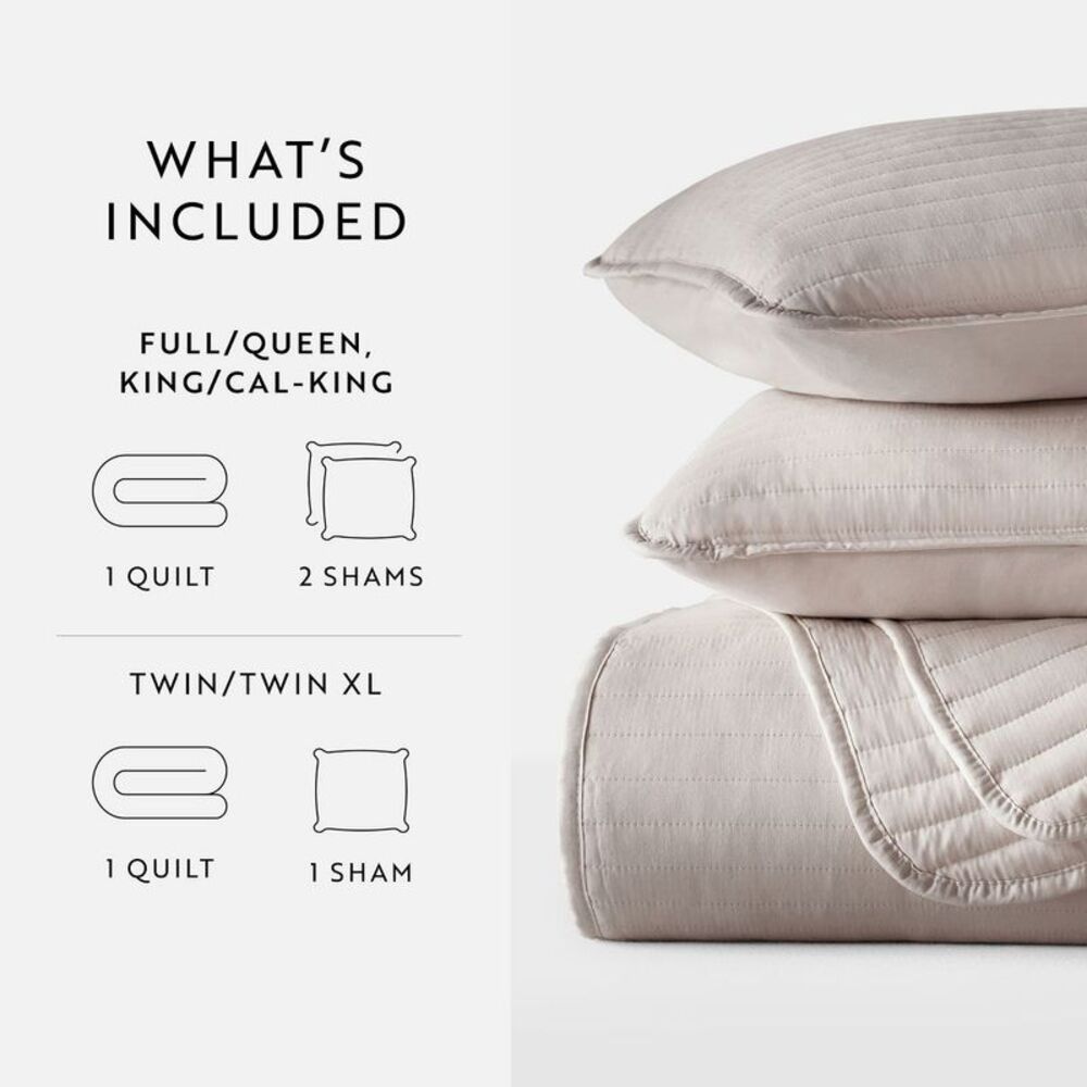 Stripes Floral and Diamonds Quilted Coverlet Set W Stripe Stitch/Latte - Picture 3 of 6